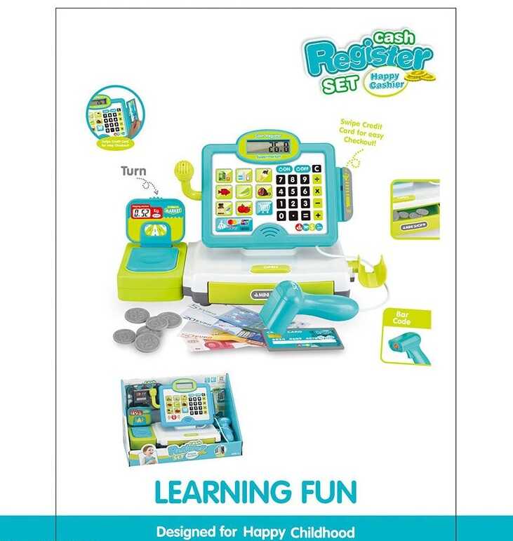 Касовий апарат 35577 A (6) підсвічування, звук, калькулятор, мікрофон, ваги, карта та монети, в коробці