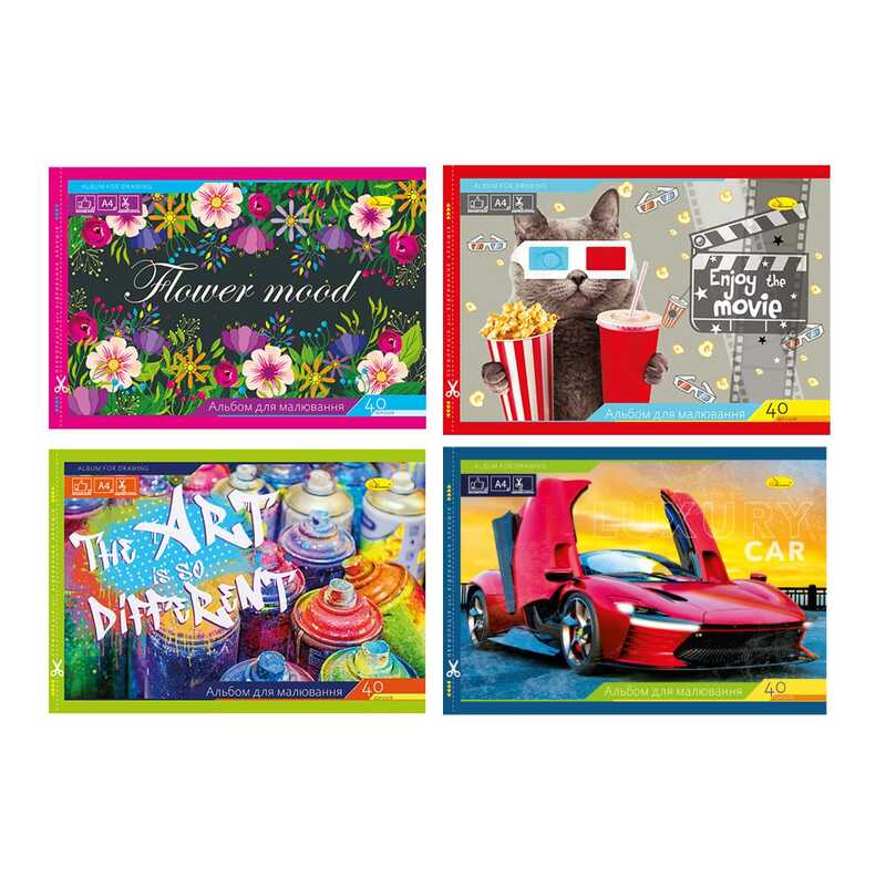 гр Альбом для малювання 40 аркушів АП-0305 скоба з перфорацією (12) "Апельсин" ВИДАЄТЬСЯ МІКС ВИДІВ