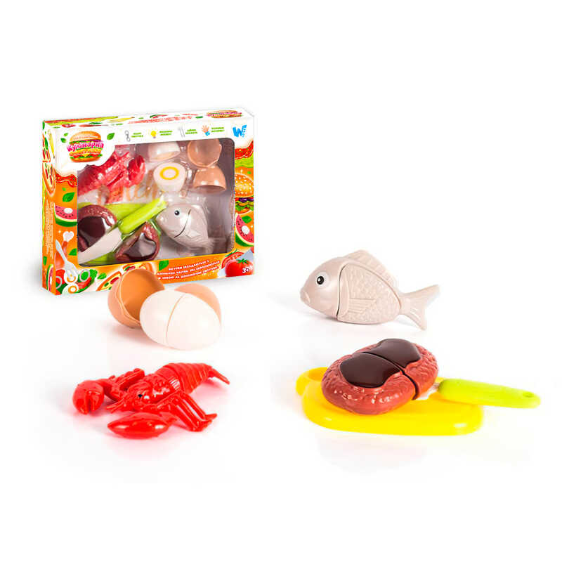 Набір продуктів “Кулінарна фантазія” 44580 (96/2) "WToys", 12 елементів, на липучках, дошка для нарізання, ніж, в коробці