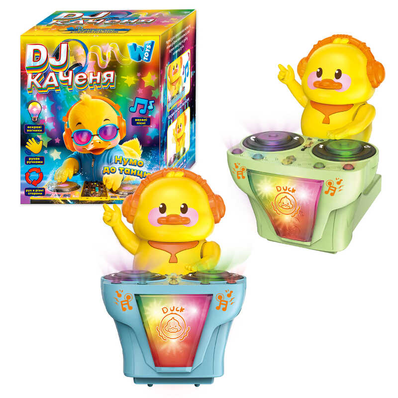 Каченя-діджей 51161 (60) "WToys", 2 кольори, ОЗВУЧУВАННЯ УКРАЇНСЬКОЮ МОВОЮ, пісні, підсвічування, рухи, танцює, їздить, в коробці