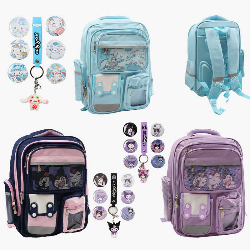 Рюкзак C 72850 (50) 3 види, 29х12х41 см, ортопедична спинка, 2 відділення, 2 бокові й 3 передні кишені, регульовані ремінці, брелок, значки, в пакеті, ВИДАЄТЬСЯ МІКС