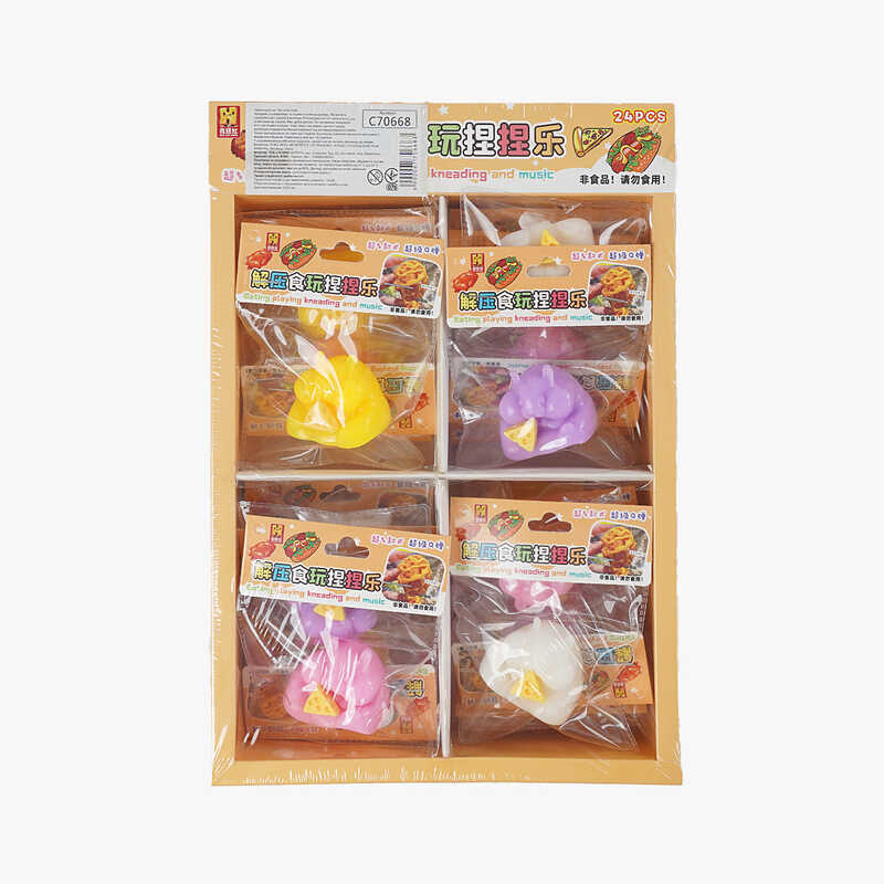 Гра антистрес C 70668 (28) ЦІНА ЗА 24 ШТУКИ В БЛОЦІ, "Хом'як із сиром", висота 3.5см, в коробці