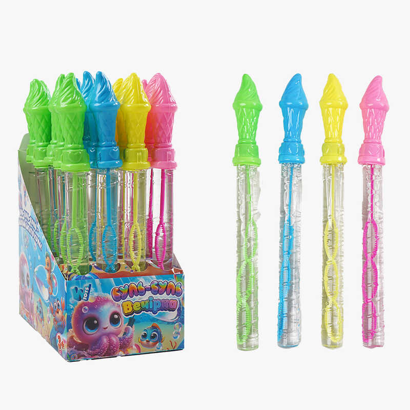 Мильні бульбашки TC 30293 (12) "WToys", ЦІНА ЗА 24 ШТУКИ В БЛОЦІ, "Ріжок морозива", висота 25см, в коробці