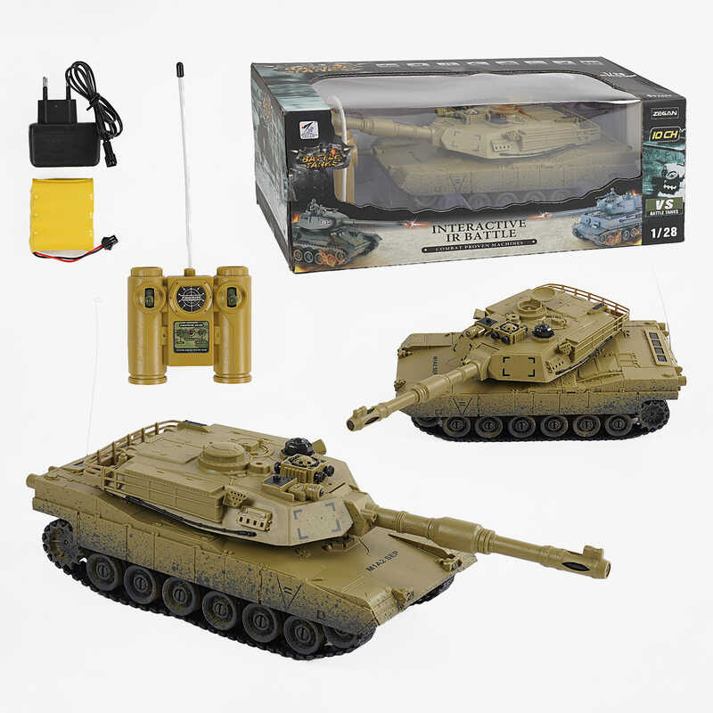 Танк на радіокеруванні 99812 (12) звук, підсвічування, акумулятор 4.8V, пульт 27 Mhz, зарядний пристрій, башта обертається, гумові гусені, в коробці