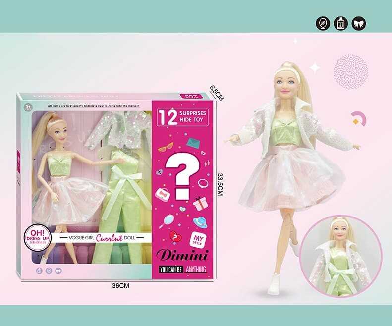 Лялька DMN 02 C (36/2), висота 30 см, зйомне взуття, одяг, 12 аксесуарів, в коробці