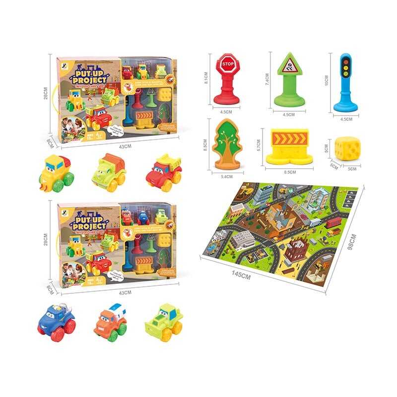 Набір машин JZD - 113 (12) 2 види, килимок 145х98 см, декорації, в коробці.