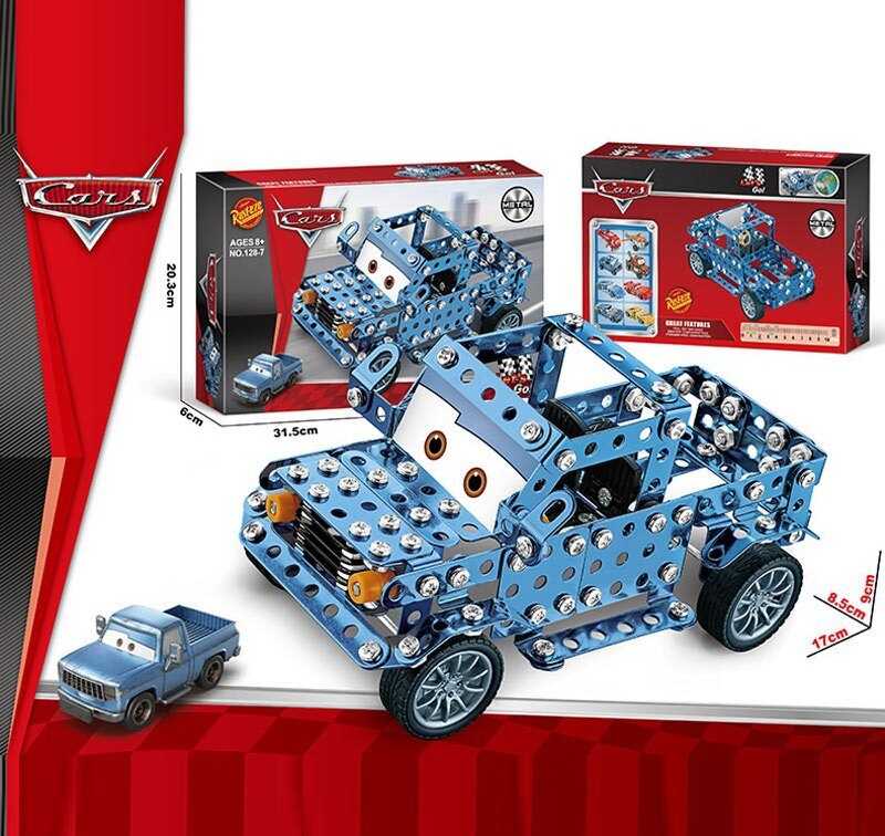 Конструктор металевий 128-7 (60/2) “Автомобіль”, інструменти, гумові шини, в коробці