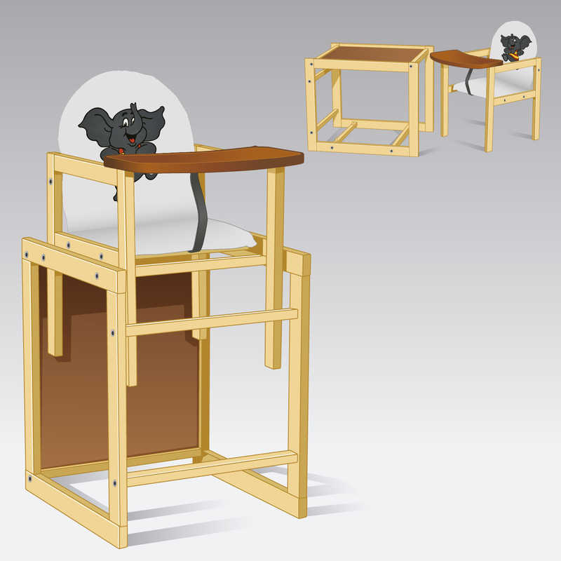 гр Стільчик / кожзам / №2016 - "Слоник" - колір БІЛИЙ (1) ТМ "Мася"