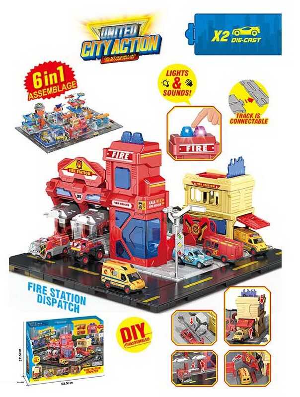 Пожежна станція SK 6602 (18) звук, підсвічування, 2 машинки, рухливі елементи, наліпки, в коробці