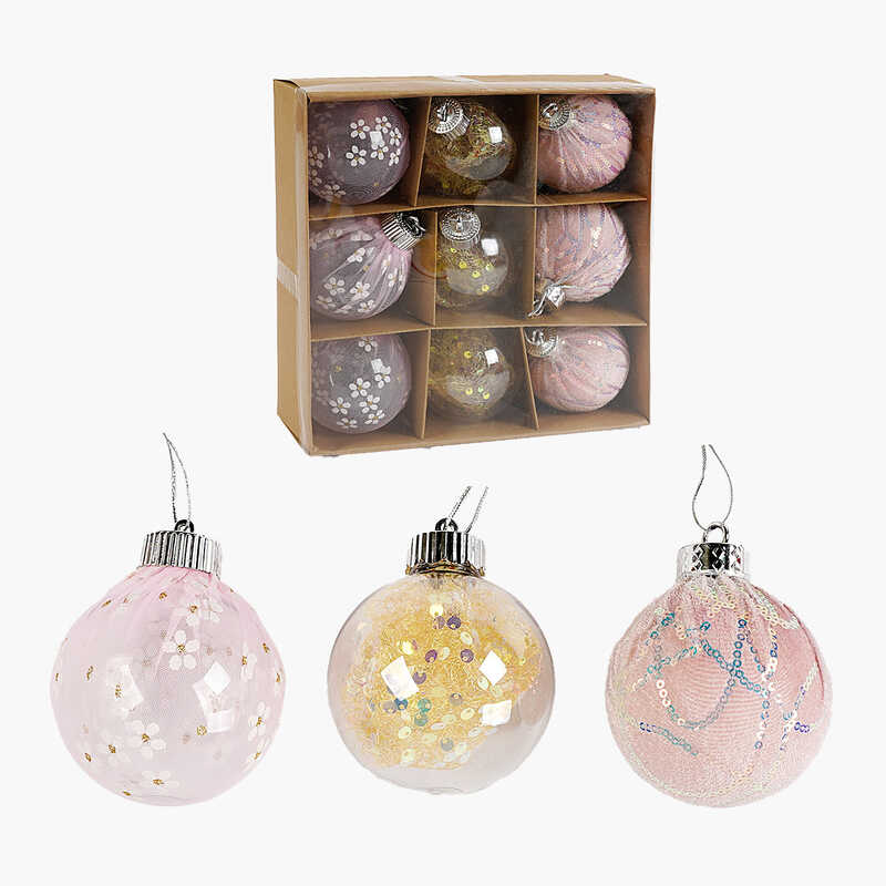 Новорічні прикраси C 67516 (42) 9 штук, кульки, D = 8 см, в коробці