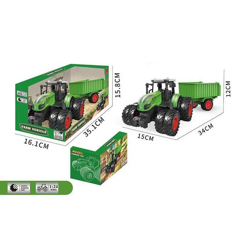 Трактор 99-77 B (30) масштаб: 1:24, причеп-самоскид, гумові колеса, рухомі елементи, в коробці