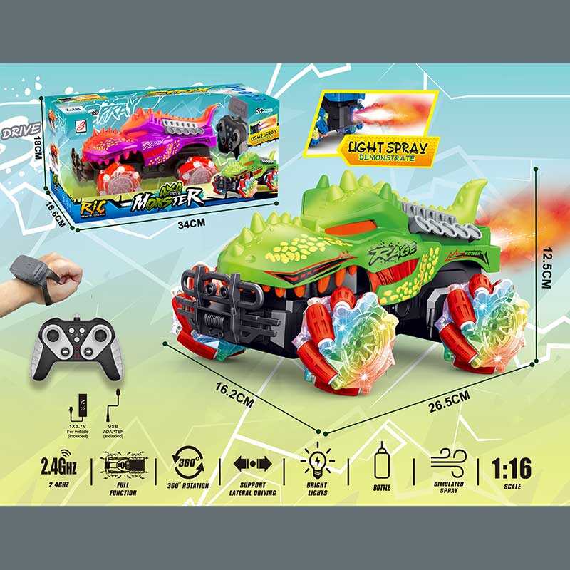 Машина на радіокеруванні ZJ 238-59 A (24) акумулятор 3.7 V, пульт 2.4 Ghz, браслет, підсвічування, роликові колеса, парогенератор, в коробці