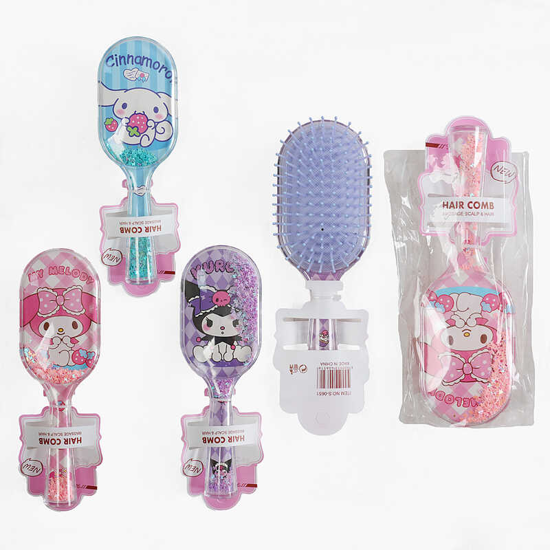 Щітка для волосся C 71818 (360) 3 види, прозорий корпус з блискітками, в пакеті, ВИДАЄТЬСЯ ТІЛЬКИ МІКС ВИДІВ