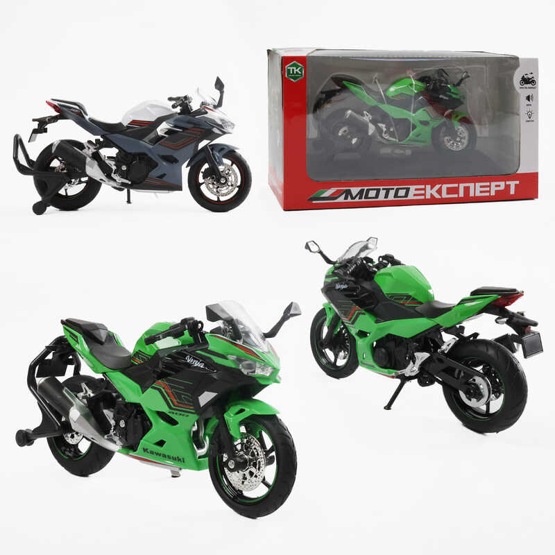 Мотоцикл BG 90-501 (48/2) "Мото Експерт", 2 кольори, металопластик, масштаб 1:12, прогумовані колеса, підсвічування, звук, амортизація, платформа,  в коробці, ВИДАЄТЬСЯ ТІЛЬКИ МІКС ВИДІВ