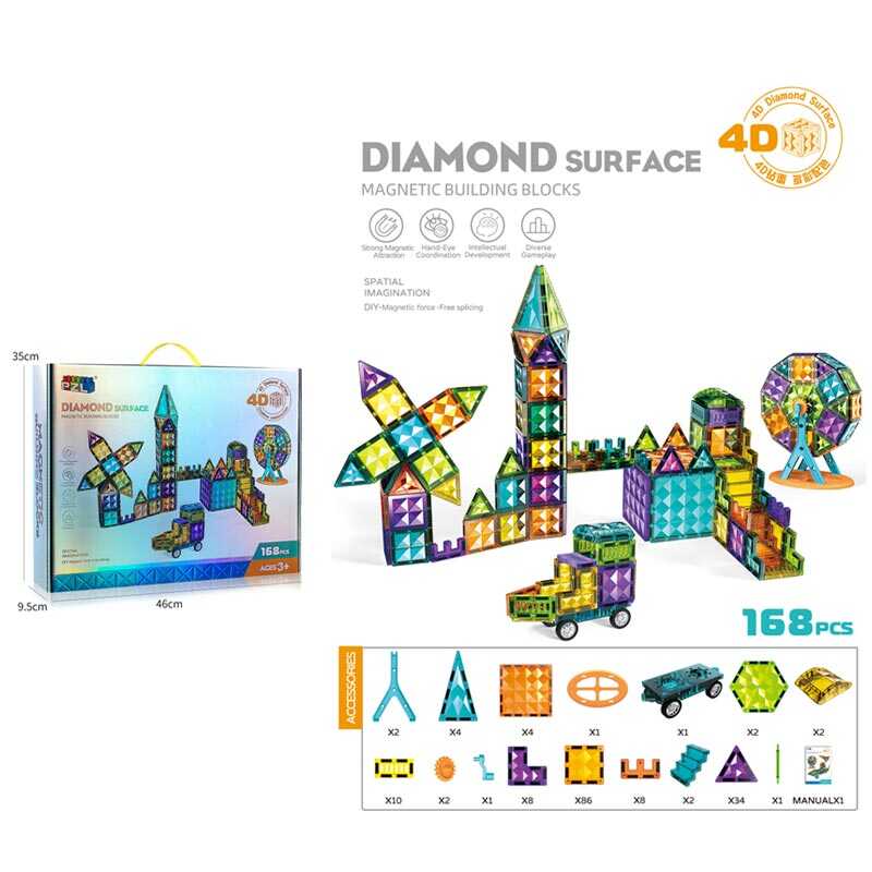 Магнітний конструктор 9960 B (6) 168 деталей, пластикові аксесуари, в коробці