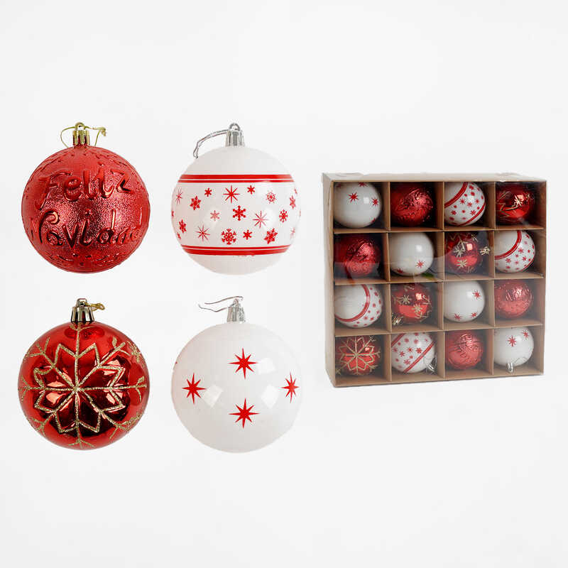 Новорічні прикраси C 67492 (12) 16 штук, кульки, D= 7 см, в коробці