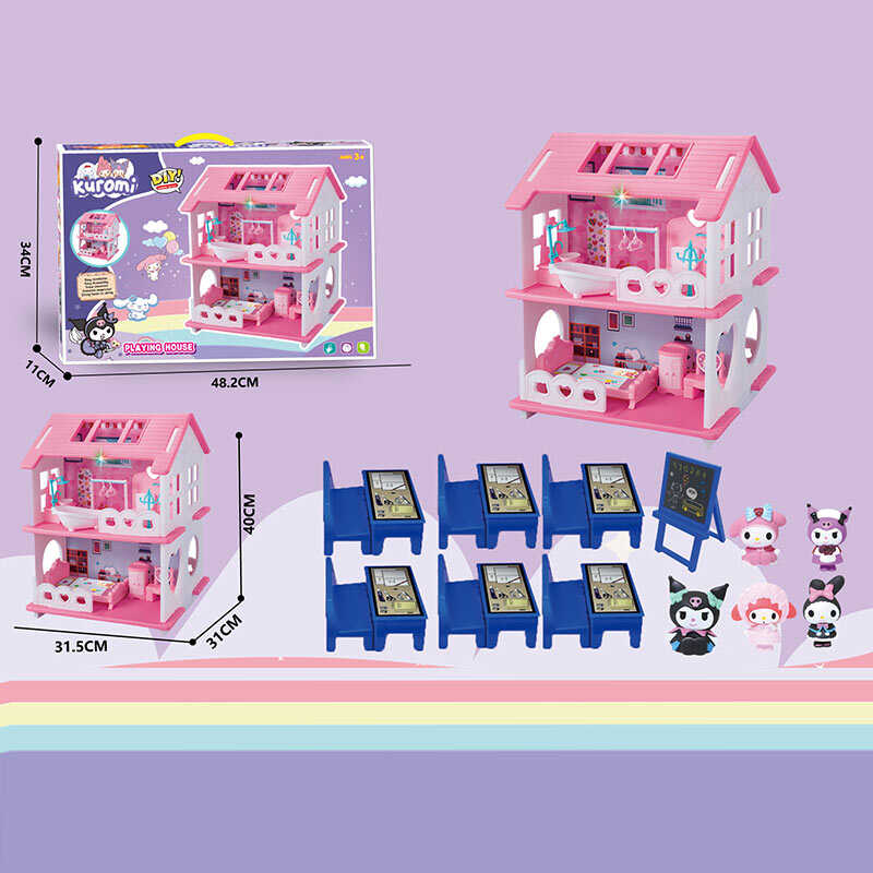 Будиночок з героями YQ 569 (24) розміри будиночка: 31,5х31х40 см, 2 поверхи, меблі, 5 фігурок героїв, в коробці