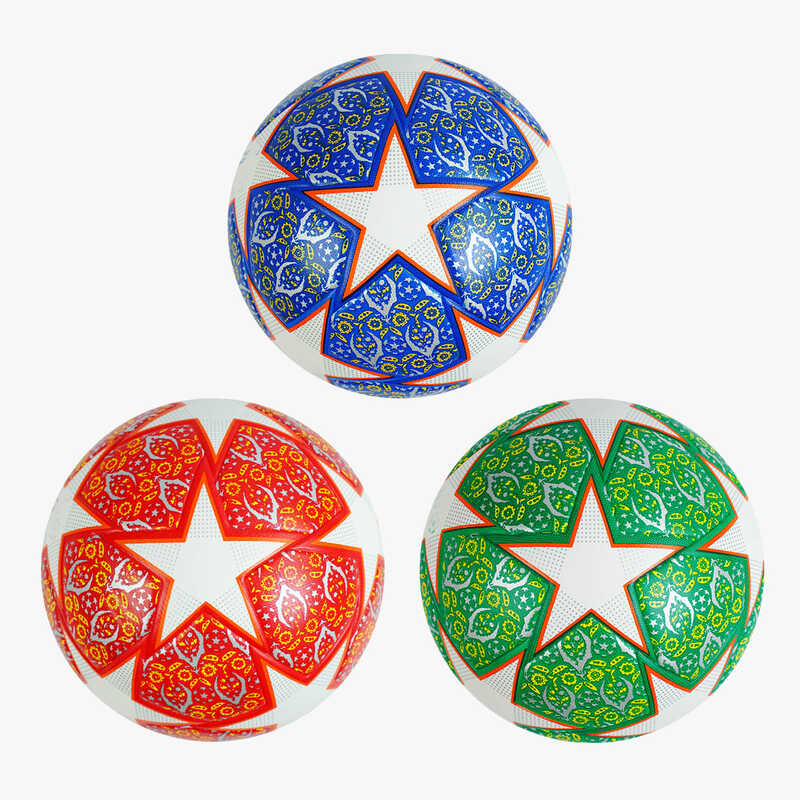 М`яч футбольний C 64621 (30) 3 види, вага 420 грам, матеріал PU, балон гумовий, клеєний, (поставляється накачаним на 90)