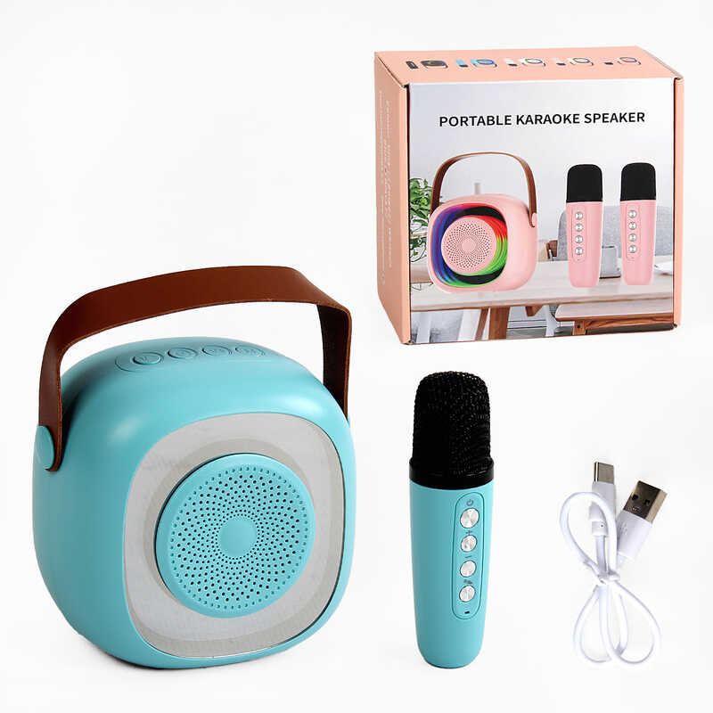 Караоке C 65431 (30) КОЛІР БЛАКИТНИЙ В НАЯВНОСТІ !! Bluetooth, AUX, мікрофон, підтримка TFcard, підсвічування, в коробці