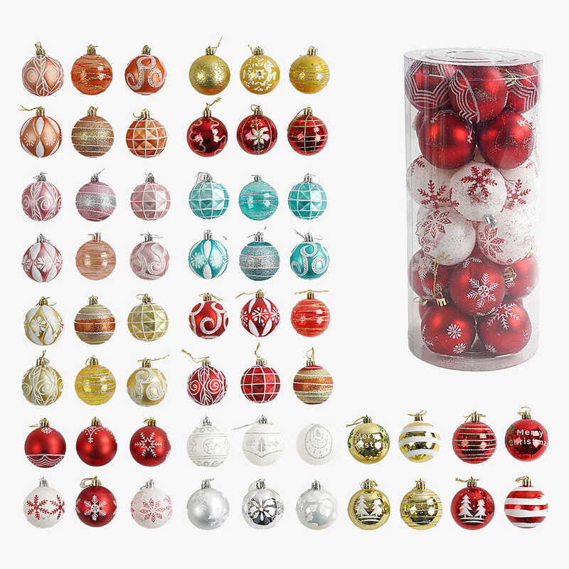 Новорічні прикраси C 67614 (32) 24 штуки, кульки, D = 6 см, у слюді, ВИДАЄТЬСЯ ТІЛЬКИ МІКС ВИДІВ