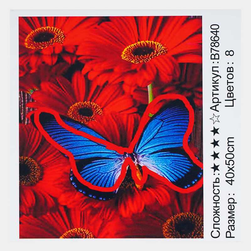 Картина за номерами + Алмазна мозаїка B 78640 (30) "TK Group", 40х50 см, “Метелик”, в коробці