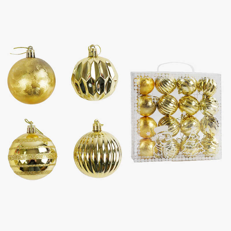 Новорічні прикраси C 67391 (60) 16 штук, кульки, D = 6 см, в слюді