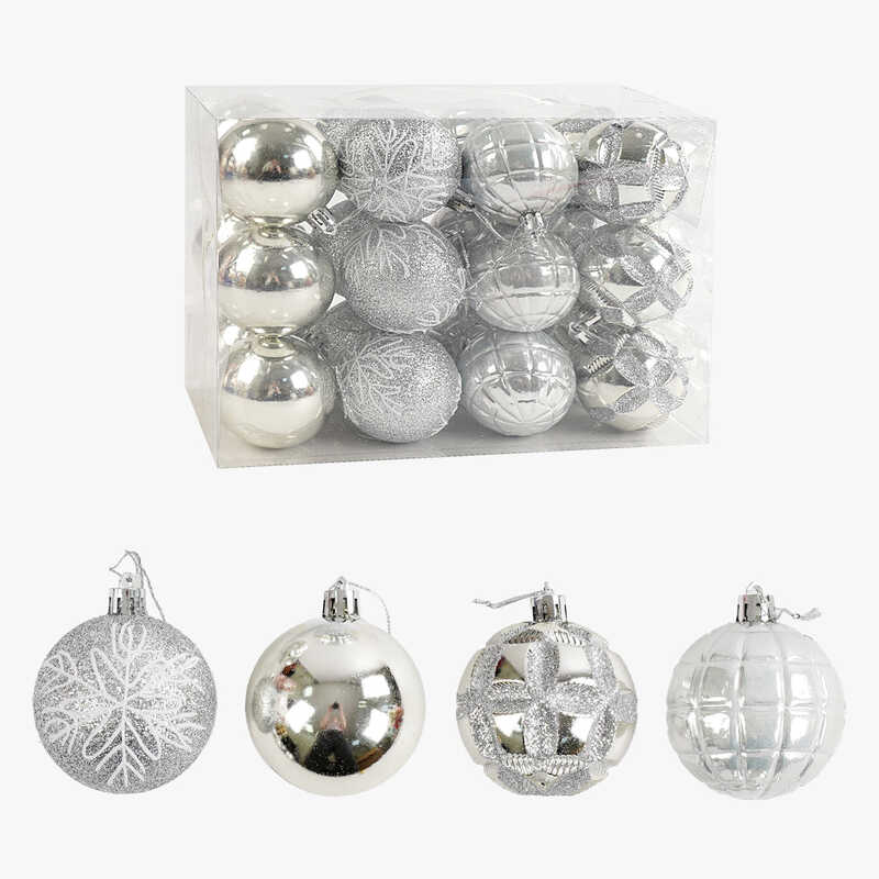 Новорічні прикраси C 67630 (30) 24 штук, кульки, D = 5,5  см, у слюді