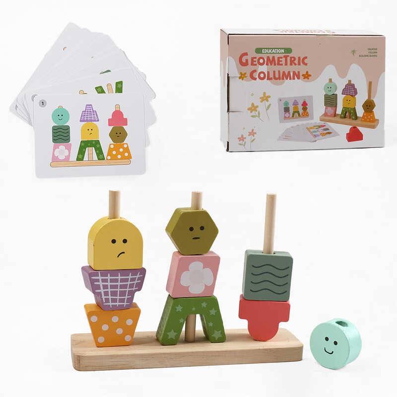 Логічна гра F 43642 (60) дерев`яна, фігурки, 10 карток із завданнями, в коробці