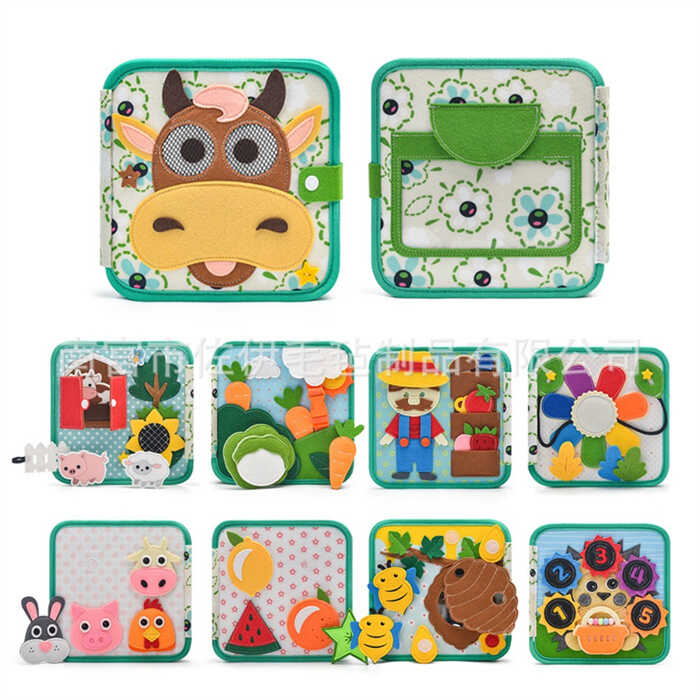 М'яка книжка - бізіборд C 75320 (36) фетр, намистини, прозора кишеня, цифри, елементи на липучках та кнопках, овочі, фрукти, комахи, в пакеті