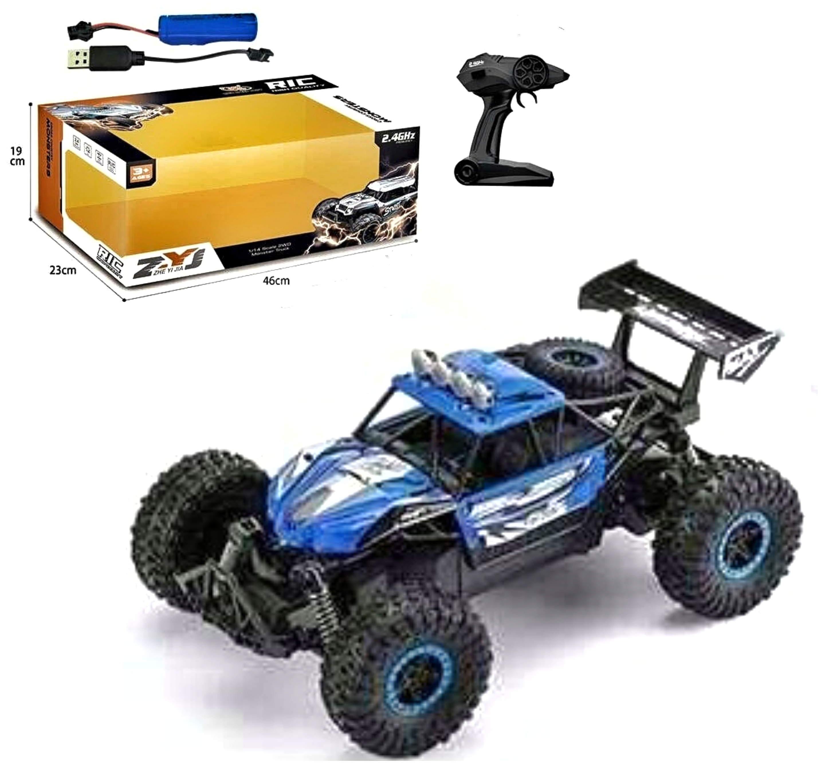 Машина на радіокеруванні 403-1 , мікс , амортизація, масштаб 1:14, акумулятор 7.4 V, пульт 2.4 GHz, гумові шини з протектором, в коробці