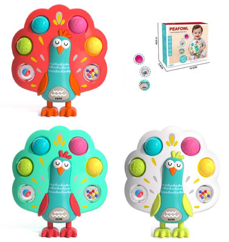 Брязкальце BY 227 (60) 3 кольори,“Павич”, розмір - 17х5х18.5 см, поп-іт, пискавка, в коробці, ВИДАЄТЬСЯ ТІЛЬКИ МІКС ВИДІВ