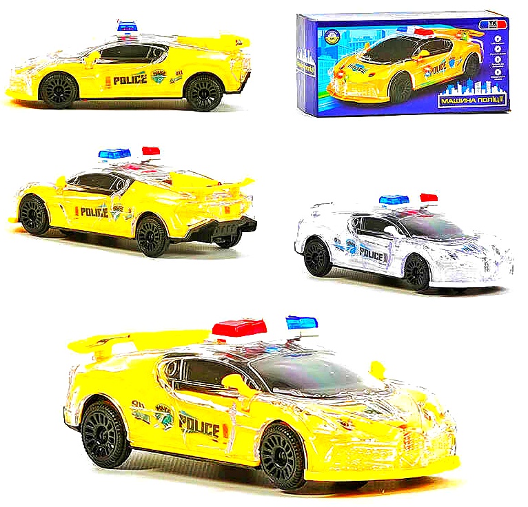 Машинка на батарейках 67223 , 2 кольори, ОЗВУЧУВАННЯ УКРАЇНСЬКОЮ МОВОЮ, "Поліція", звук, підсвічування, колесо вільного ходу, в коробці