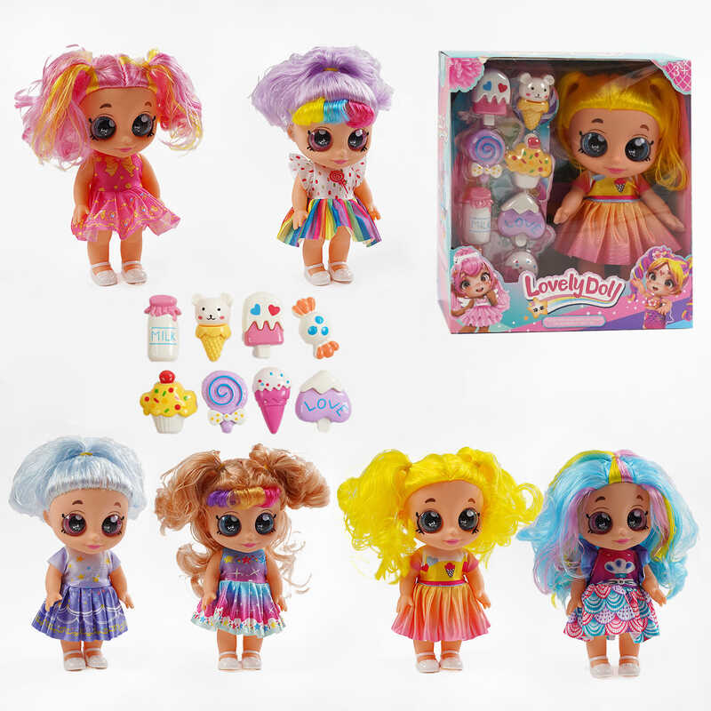 Лялька 213 A (72/2) 6 видів, висота 22 см, підсвічування, весела пісенька, гумова голова і кінцівки, знімний одяг, знімне взуття,  аксесуари, в коробці, ВИДАЄТЬСЯ ТІЛЬКИ МІКС ВИДІВ