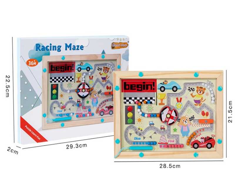 Дерев'яна магнітна гра C 73273 (48) “Трек для перегонів”, стилус, в коробці