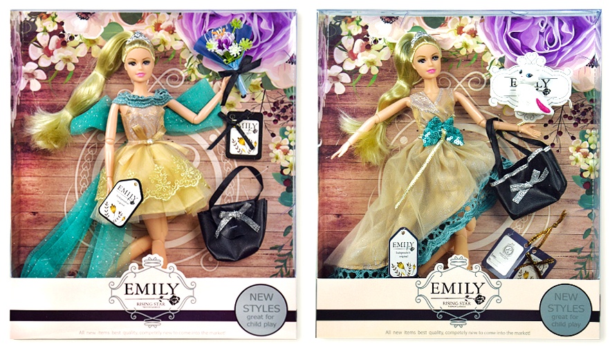 Лялька «Emily» QJ079B/QJ079 , 2 види , шарнір , зріст 29 см , коробка, аксесуари