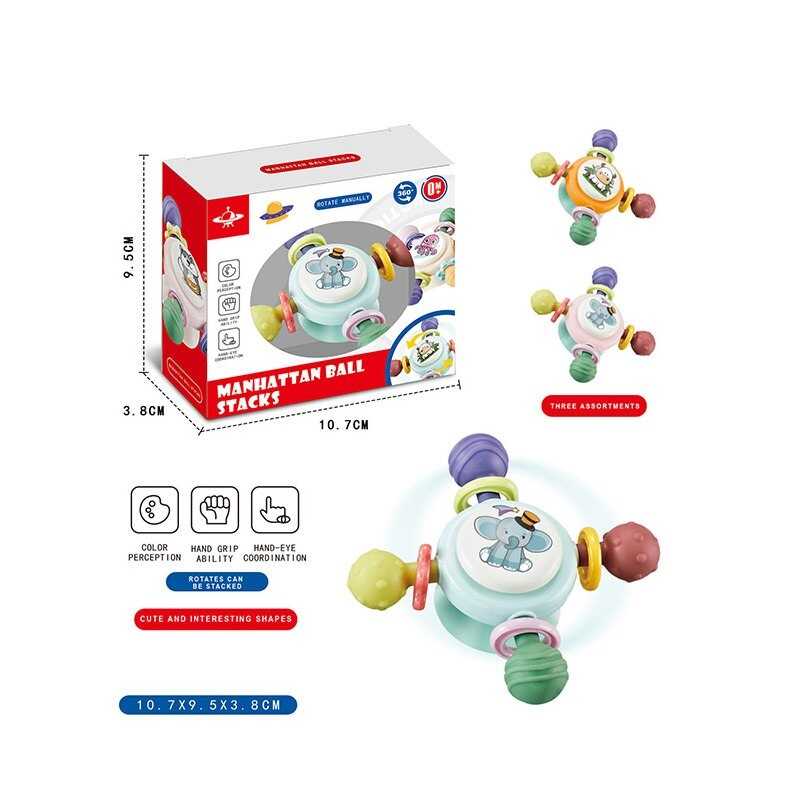 Брязкальце-спінер 8084 E (400/2) гумові прорізувачі, присоска, в коробці