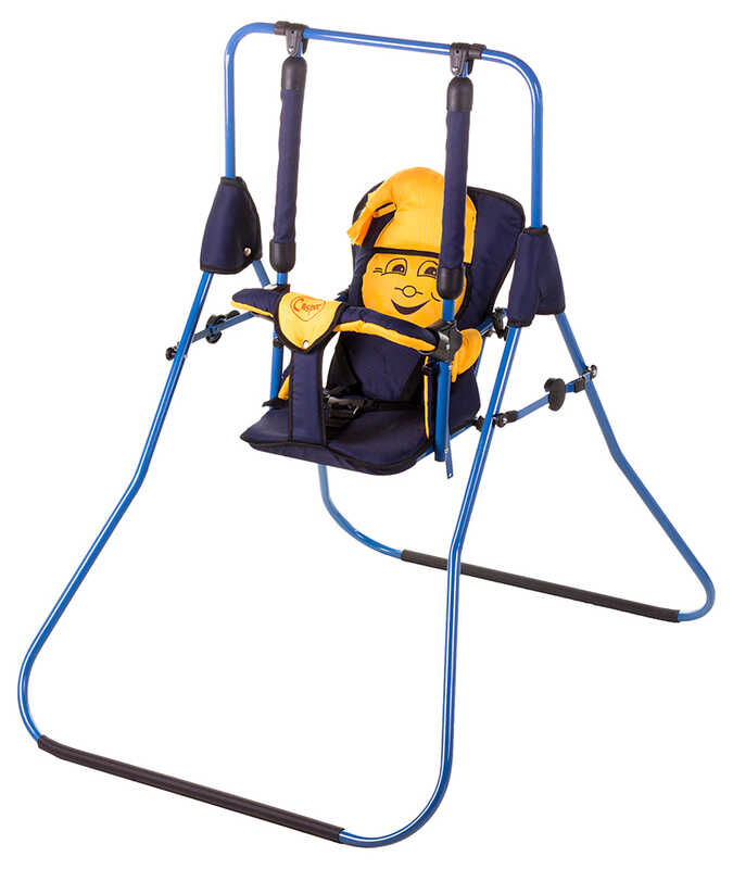 гр Гойдалка підлогова "Алінка" 24877 (1) темно-синій каркас, темно-синя матерія, жовтий гномик