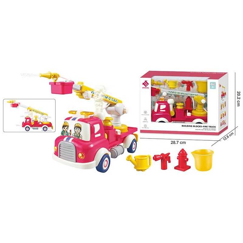 Спецтехніка A 88031 (18) помповий механізм, бризкає водою, інерція, підсвічування, звуки, парогенерація, рухомі елементи, конструктор, на батарейках, в коробці