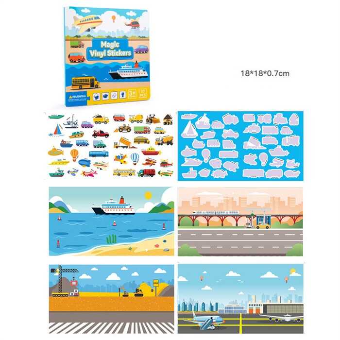 Логічна книжка C 75330 (120)  "Транспорт", наліпки, 37 елементів, фони, в пакеті