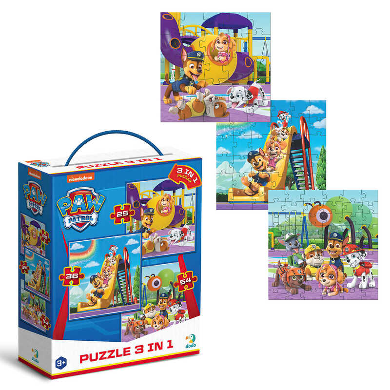 гр Пазл 3в1 "Ігровий майданчик" 200578 (12) "DoDo", 25-36-54 елементів, рівні складності, в коробці