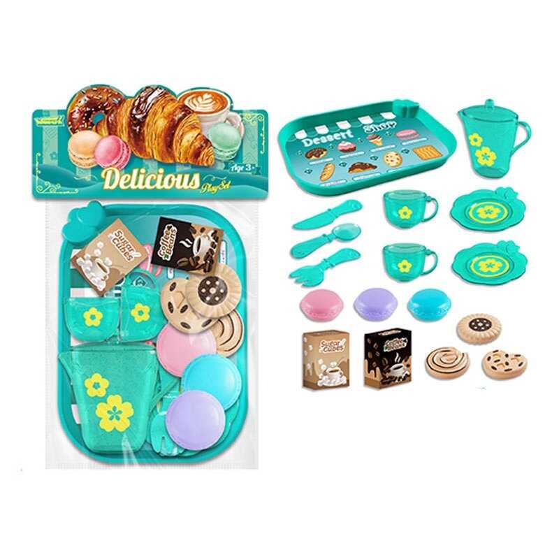 Набір продуктів 99015 (120/2) таця, 2 чашки, 2 блюдця, чайничок, ніж, ложка, вилка, печиво, коробочки з кавою і цукром, в пакеті