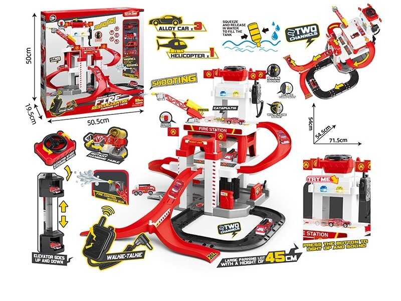 Трек 660 S-21 (6) 53 елементи, 3 металопластикові машинки, гелікоптер, звуки, підсвічування, мікрофон, механічний ліфт, водяна пушка, наліпки, інструкція, в коробці