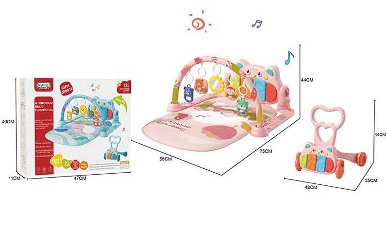 Килимок 368-8 С (6) піаніно, ходунки-каталка, мелодії, підсвічування, проєкція, 5 підвісок-брязкалець, в коробці