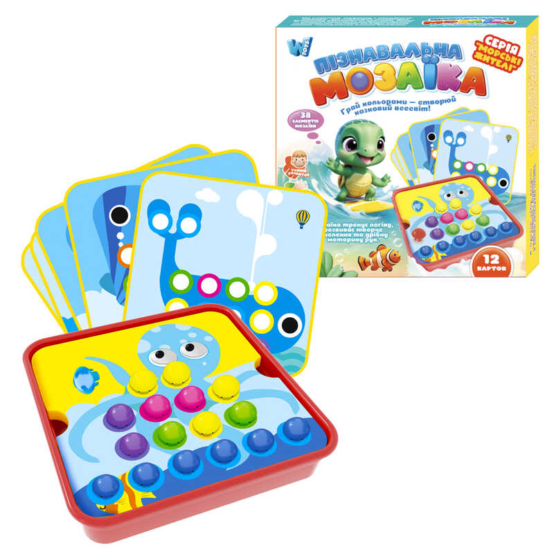 Пізнавальна мозаїка 13731 (60/2) "WToys", 38 елементів, 12 карток із завданнями, в коробці