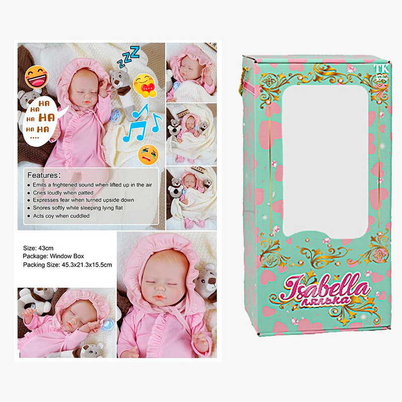 Пупс QM 240017 A (12) "TK Group", функціональний, датчик руху, звуки: сміх, плач, засинає, висота: 42 см, гумовий, озвучені репліки англ. мовою, аксесуари, в коробці