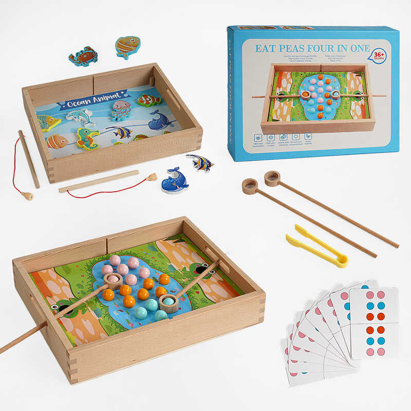 Логічна гра C 65030 (24) дерев'яна, магнітна риболовля, 12 двосторонніх карток, в коробці