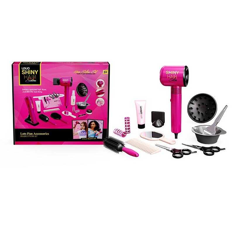 Набір перукаря 626030 (24) 13 елементів, функціональний фен, насадки, набір для фарбування, щітка для волосся, люстерко, бігуді, ножиці, в коробці