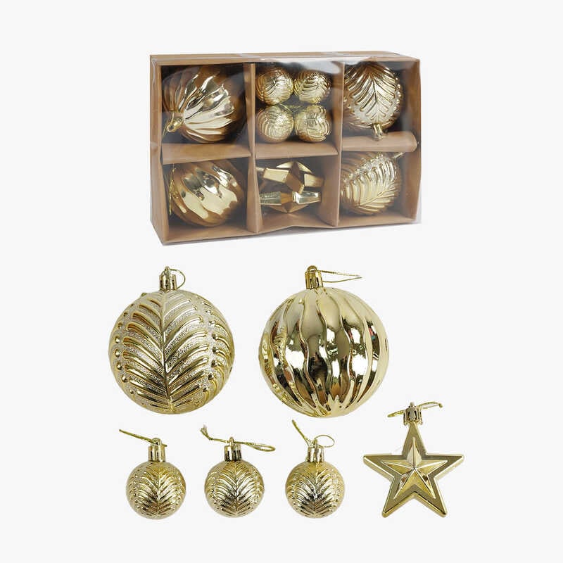 Новорічні прикраси C 67509 (64) 15 штук, кульки, зірочки, в коробці