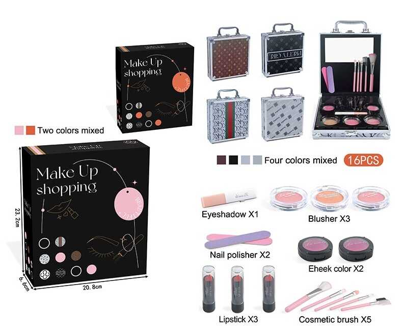 Косметика FT 2015 C (60) 16 елементів, кейс, 3 палетки рум'ян, 2 - тіней для повік, 3 помади, пилочки для нігтів, дзеркальце, в коробці, ВИДАЄТЬСЯ МІКС ВИДІВ