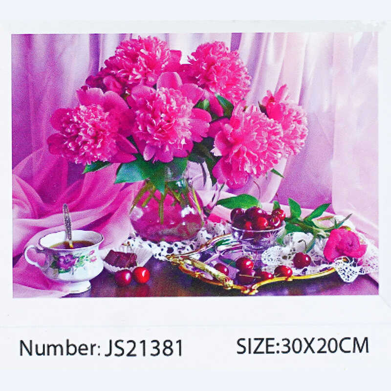 Алмазна мозаїка JS 21381 (50) "TK Group", 20х30 см, "Букет півоній", в коробці